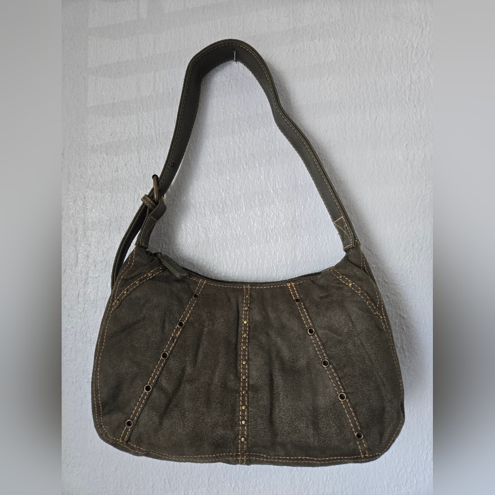 LEVI'S Green Fabric Shoulder Purse Soft Adjustable Strap Studded Detail